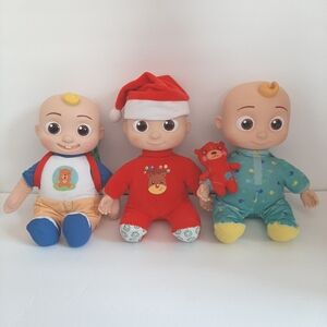 Cocomelon 10" Musical Plush JJ Doll Lot Bedtime, Deck The Halls & Back to School